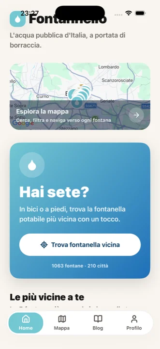 Home: la fontanella più vicina con un tocco, e quelle intorno a te.
